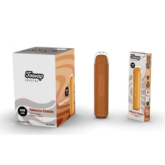 Toovap-pod crystal desechable sin nicotina  tabaco 600 puffs